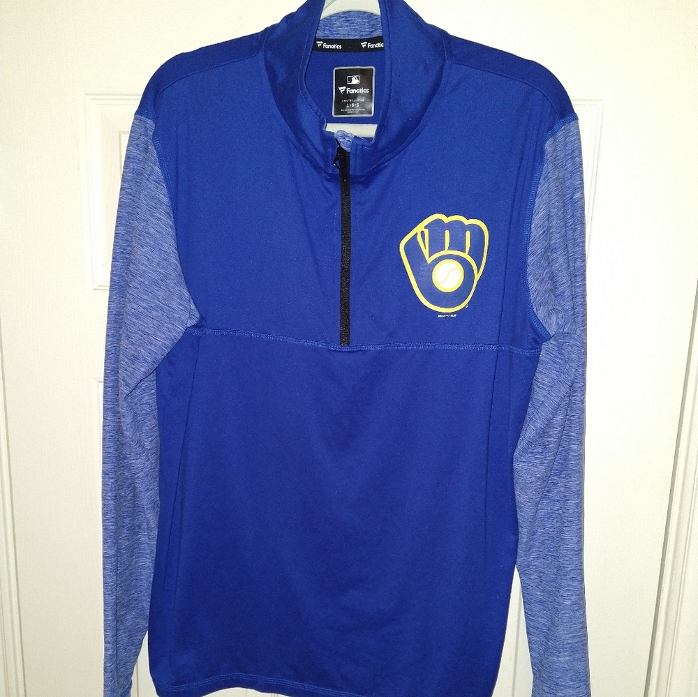 Fanatics Milwaukee Brewers MLB Quarter Zip Pullover Men's sz Large